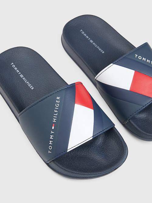 Dječake Tommy Hilfiger Flag Print Pool Slides Sandale Plava | TH301NTU