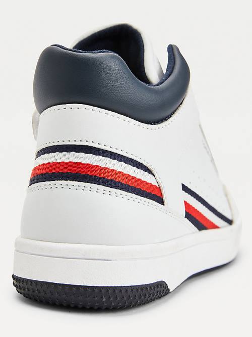 Dječake Tommy Hilfiger High-Top Lace-Up Patike Bela | TH361YPI