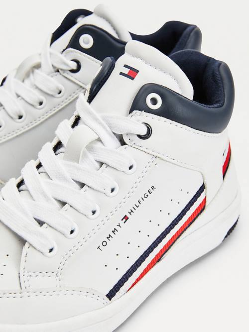 Dječake Tommy Hilfiger High-Top Lace-Up Patike Bela | TH361YPI