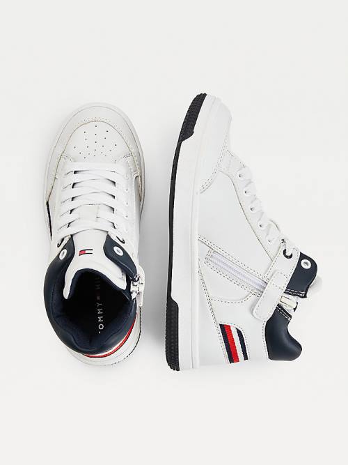 Dječake Tommy Hilfiger High-Top Lace-Up Patike Bela | TH361YPI