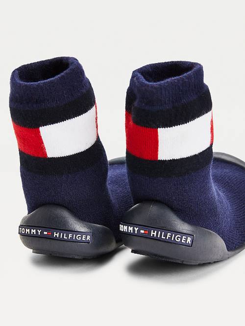 Dječake Tommy Hilfiger Knitted Colour-Blocked Slipper Sock Čizme Plava | TH394VSE