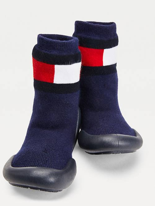 Dječake Tommy Hilfiger Knitted Colour-Blocked Slipper Sock Čizme Plava | TH394VSE