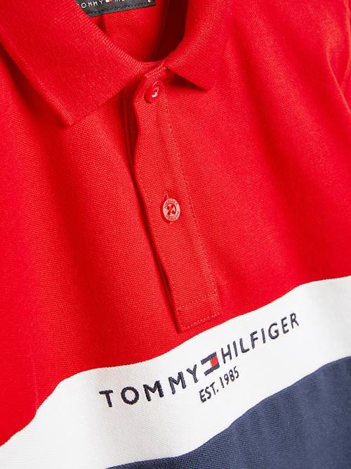 Dječake Tommy Hilfiger Logo Colour-Blocked Polo Majice Plava | TH736ONX