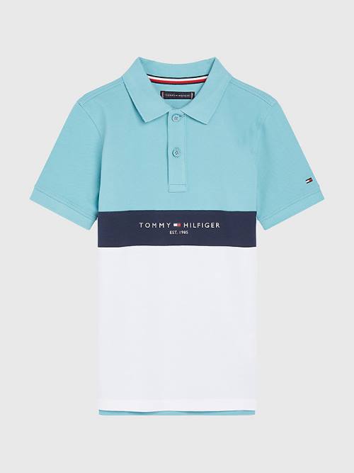 Dječake Tommy Hilfiger Logo Colour-Blocked Polo Majice Bela | TH801ISV