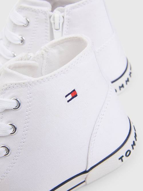 Dječake Tommy Hilfiger Logo High-Top Lace-Up Patike Bela | TH256EYP