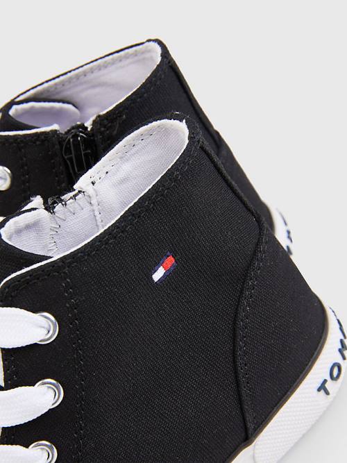 Dječake Tommy Hilfiger Logo High-Top Lace-Up Patike Crna | TH495NTJ