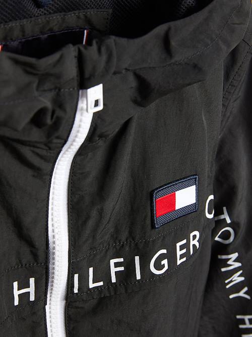 Dječake Tommy Hilfiger Logo Tape Chicago Windbreaker Jakna Crna | TH835TYU