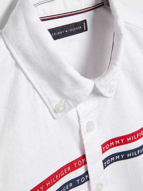 Dječake Tommy Hilfiger Logo Tape Oxford Košulje Bela | TH205OQI