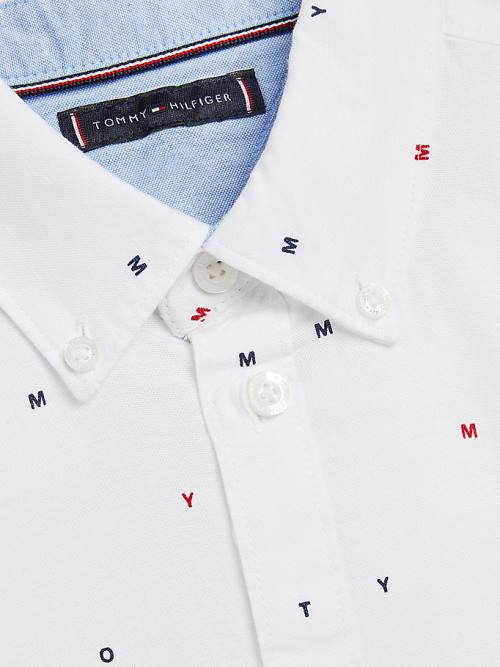 Dječake Tommy Hilfiger Micro Print Oxford Košulje Bela | TH802PAI