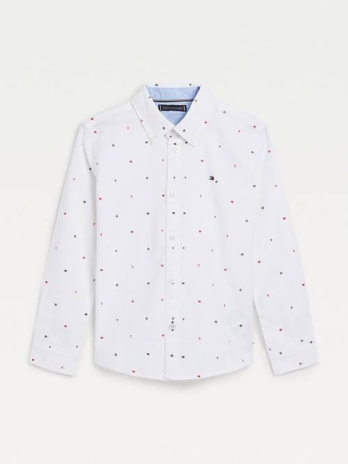 Dječake Tommy Hilfiger Micro Print Oxford Košulje Bela | TH802PAI