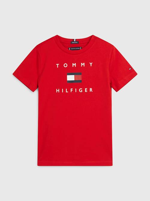 Dječake Tommy Hilfiger Organic Cotton Logo Majice Crveni | TH140PYE