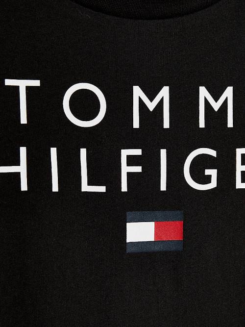 Dječake Tommy Hilfiger Organic Cotton Logo Majice Crna | TH642YGV