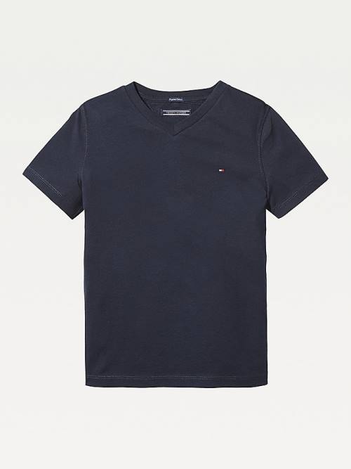 Dječake Tommy Hilfiger Organic Cotton V-Neck Majice Plava | TH428XKU