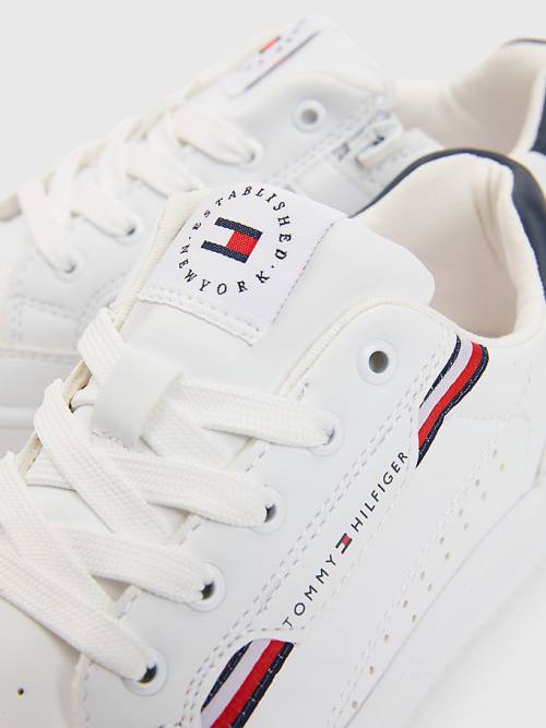 Dječake Tommy Hilfiger Signature Tape Lace-Up Patike Bela | TH062YBA