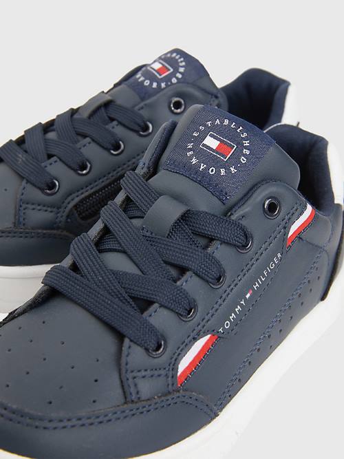 Dječake Tommy Hilfiger Signature Tape Lace-Up Patike Plava | TH619BVD