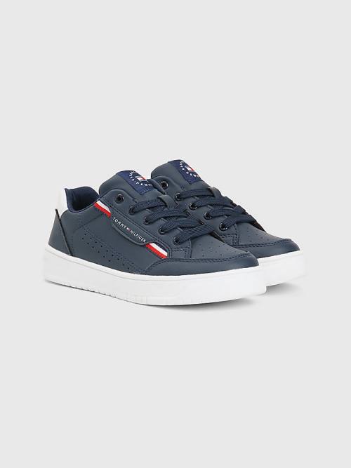 Dječake Tommy Hilfiger Signature Tape Lace-Up Patike Plava | TH619BVD