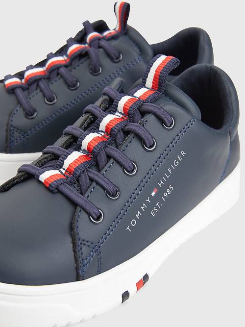 Dječake Tommy Hilfiger Signature Tape Lace-Up Patike Plava | TH958UGR