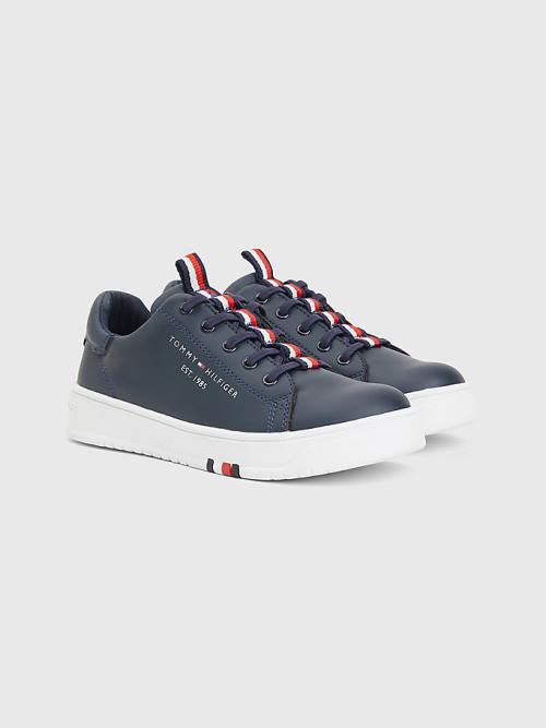 Dječake Tommy Hilfiger Signature Tape Lace-Up Patike Plava | TH958UGR