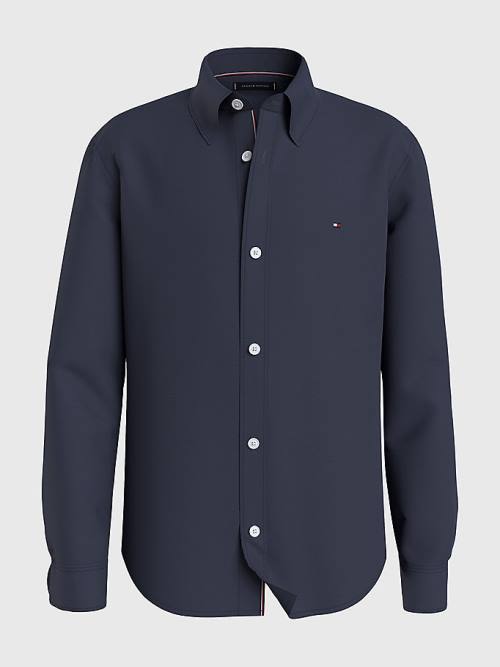 Dječake Tommy Hilfiger Stretch Organic Cotton Pique Košulje Plava | TH054DYL