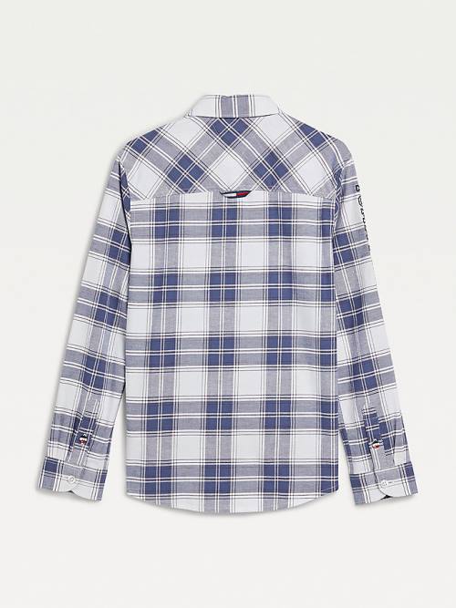 Dječake Tommy Hilfiger Stretch Oxford Cotton Check Košulje Plava | TH054NFR