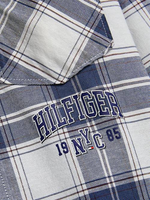 Dječake Tommy Hilfiger Stretch Oxford Cotton Check Košulje Plava | TH054NFR