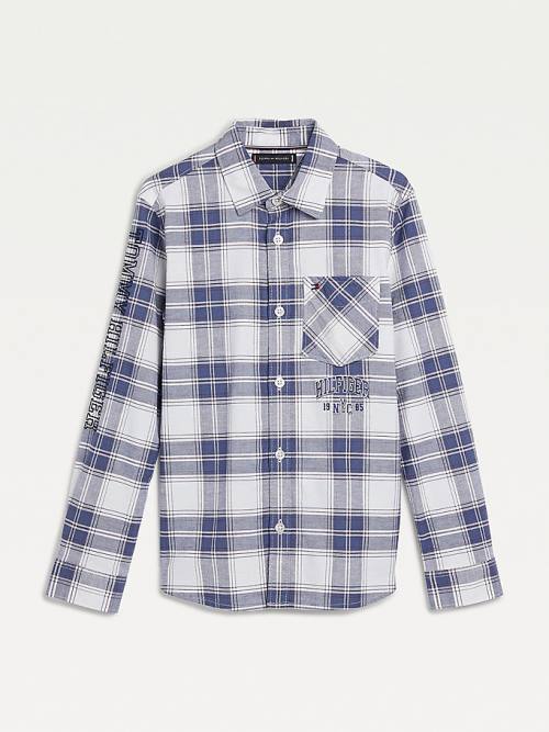 Dječake Tommy Hilfiger Stretch Oxford Cotton Check Košulje Plava | TH054NFR