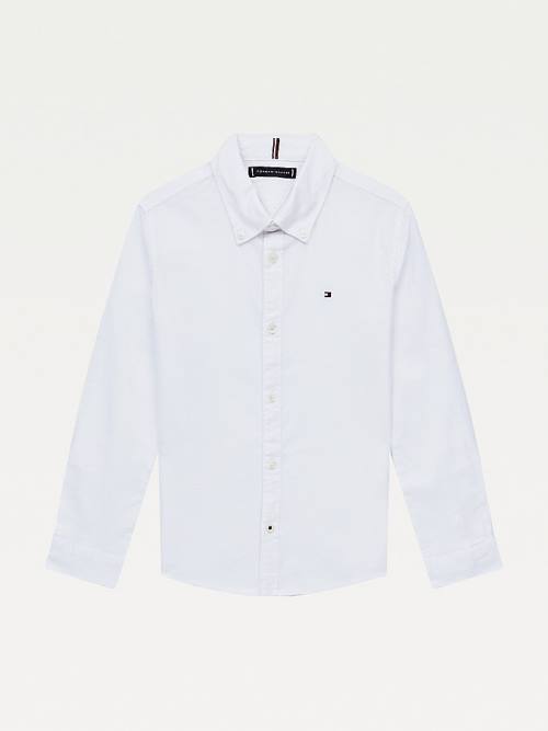 Dječake Tommy Hilfiger Stretch Oxford Cotton Košulje Bela | TH935UMQ