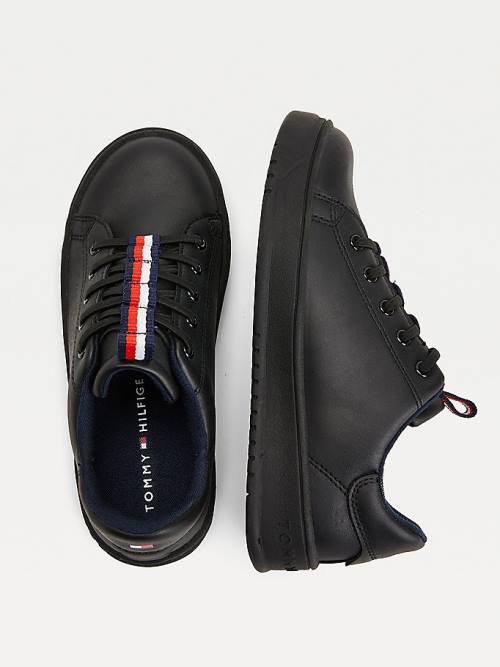 Dječake Tommy Hilfiger Stripe Webbing Low-Top Patike Crna | TH603ROC