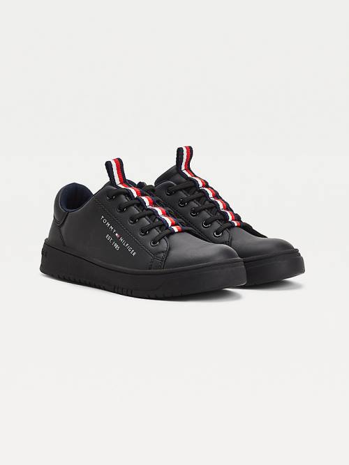 Dječake Tommy Hilfiger Stripe Webbing Low-Top Patike Crna | TH603ROC