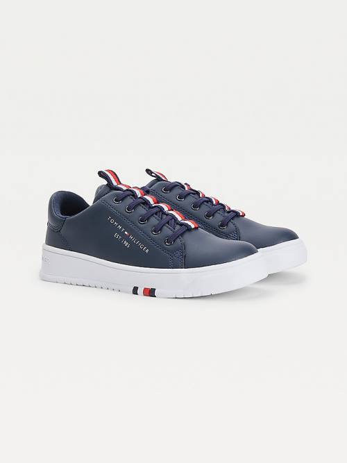 Dječake Tommy Hilfiger Stripe Webbing Low-Top Patike Plava | TH916STZ