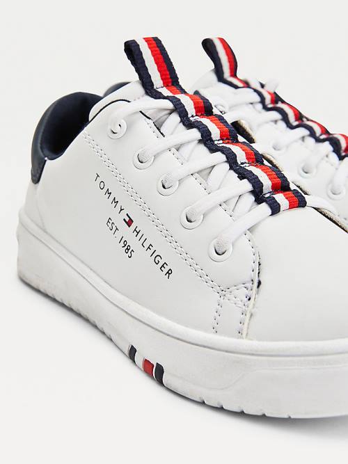 Dječake Tommy Hilfiger Stripe Webbing Low-Top Patike Bela | TH975WSK