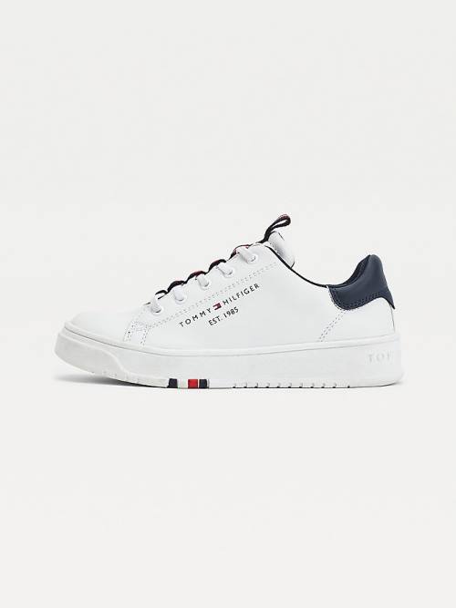 Dječake Tommy Hilfiger Stripe Webbing Low-Top Patike Bela | TH975WSK