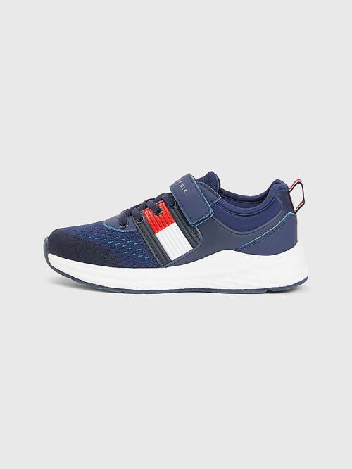 Dječake Tommy Hilfiger Textured Flag Mesh Panel Patike Plava | TH730HNX