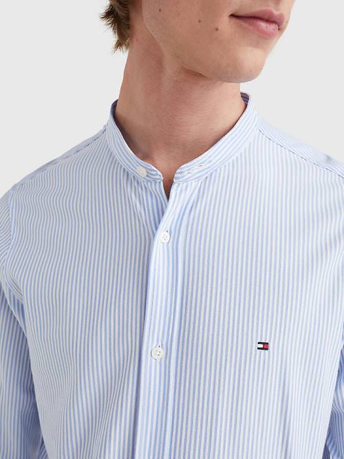 Muške Tommy Hilfiger 1985 Essential Stripe Slim Fit Košulje Plava | TH483ZRY