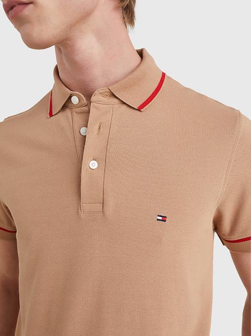 Muške Tommy Hilfiger 1985 Essential TH Flex Slim Polo Majice Braon | TH078SGQ