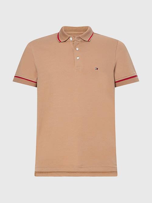 Muške Tommy Hilfiger 1985 Essential TH Flex Slim Polo Majice Braon | TH078SGQ