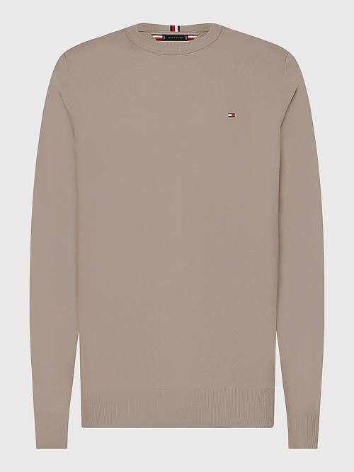 Muške Tommy Hilfiger 1985 Essential TH Flex Sweatshirt Džemper Braon | TH180MZR