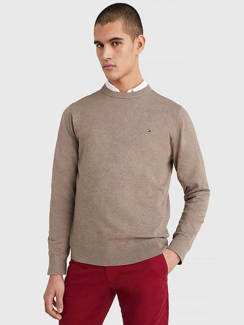 Muške Tommy Hilfiger 1985 Essential TH Flex Sweatshirt Džemper Braon | TH180MZR