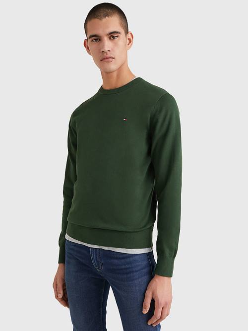 Muške Tommy Hilfiger 1985 Essential TH Flex Sweatshirt Džemper Zeleno | TH452EUX