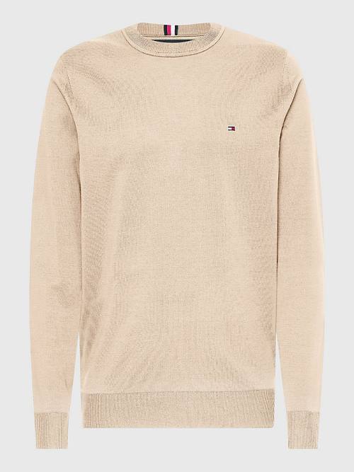 Muške Tommy Hilfiger 1985 Essential TH Flex Sweatshirt Džemper Bež | TH452MPO