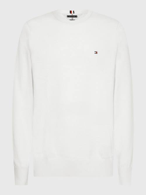 Muške Tommy Hilfiger 1985 Essential TH Flex Sweatshirt Džemper Bela | TH518ZTC