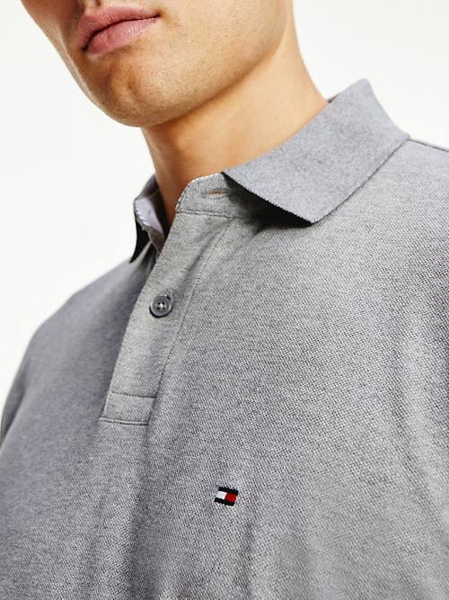 Muške Tommy Hilfiger 1985 TH Flex Regular Fit Long Sleeve Polo Majice Siva | TH150FXU