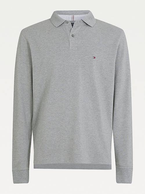 Muške Tommy Hilfiger 1985 TH Flex Regular Fit Long Sleeve Polo Majice Siva | TH150FXU