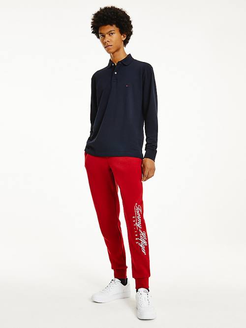 Muške Tommy Hilfiger 1985 TH Flex Regular Fit Long Sleeve Polo Majice Plava | TH687JZB