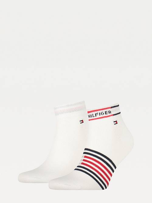 Muške Tommy Hilfiger 2-Pack Breton Stripe Quarter Čarape Bela | TH976KPI