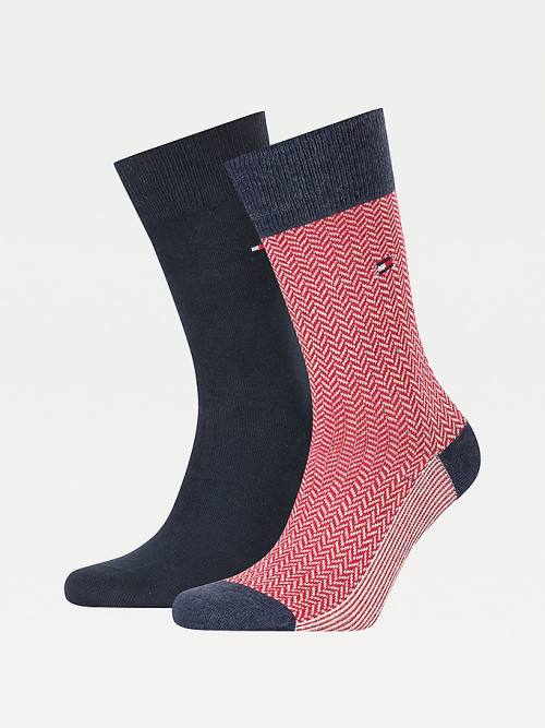 Muške Tommy Hilfiger 2-Pack Herringbone Neppy Čarape Plava | TH195HTN