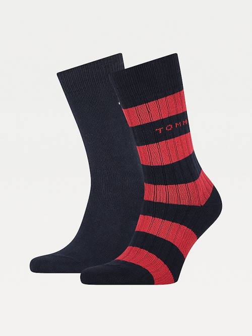 Muške Tommy Hilfiger 2-Pack Rib-Knit Rugby Čarape Plava | TH378MJB