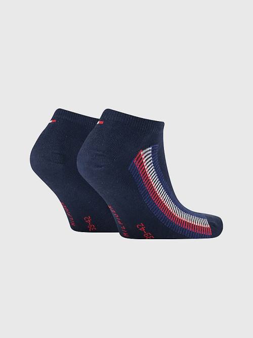 Muške Tommy Hilfiger 2-Pack Ribbon Stripe Trainer Čarape Plava | TH527YIX