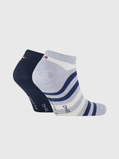 Muške Tommy Hilfiger 2-Pack Stripe Trainer Čarape Plava | TH479XPJ