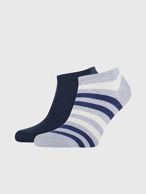 Muške Tommy Hilfiger 2-Pack Stripe Trainer Čarape Plava | TH479XPJ